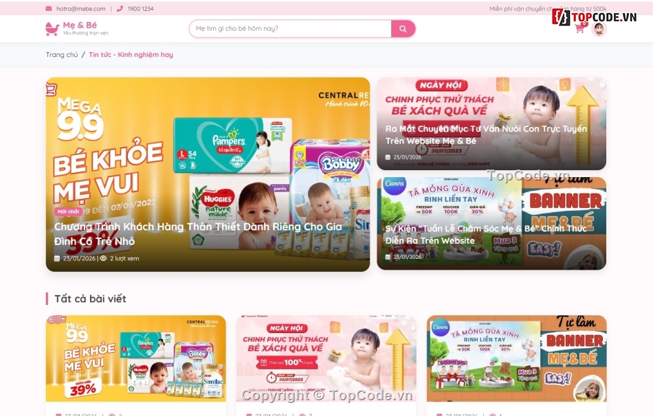 giao diện,mới nhất,shop mẹ và bé